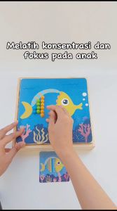 Mainan Edukasi Montessori Mushroom Nail - Papan Paku Jamur Lucu