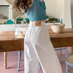 American Style High Waist Wide Leg Denim Jeans Womens Spring Autumn New Loose Slim Casual Versatile Straight Cut Pants