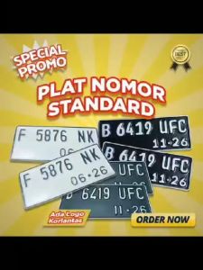PLAT NOMOR MOTOR STANDAR FONT BARU PAKE LOGO SEPERTI ASLI Aksesori Motor Listrik Universal Plat Nomor Putih Hitam - Lazada