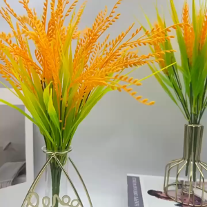 7-Fork Yellow Rice Simulated Seedlings Artificial Rice Ear Wheat Fake Plant Bouquet Paddy Home Decoration Wedding Prop