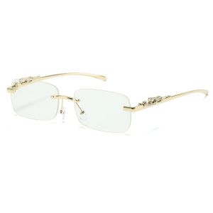Stylish Square Frameless Metal Glasses Fashionable Summer Decorative Eyewear for Men and Women