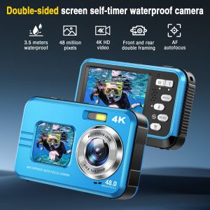 48 MP 4K HD Sport Action Camera with  Dual Screens  Battery 140 ° Wide Angle for Cycling Swimming Climbing and Outdoor Sports