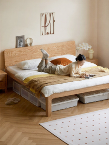 WEISHA | Spacious Double Bed Solid Oak 1.8m