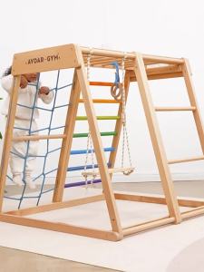AVDAR | Indoor Wooden Climbing Frame with Swing and Slide