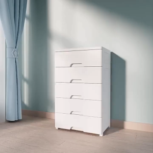 Lemari Putih 3/4/5/6 Susun Laci + Kabinet Atas Rak Organizer Kosmetik Snack Meja Bedside