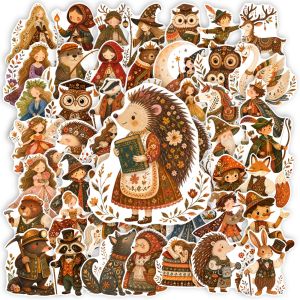 50 PCS Cute Cartoon Fairy Tale Forest Animal Creative Stickers Decorate Scrapbook Luggage Window Vinyl Stationery Decals
