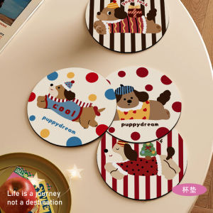 Adorable Christmas New Year Red Doggie Heat Resistant Dining Mat Absorbent Quick Dry No Wash Coffee Coaster Heat Insulation Table Pad