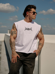 JIANSHENSHIJIAJIANSHEN | Summer Cotton Wide Strap Trendy Letter Print Leisure Training Mens Vest