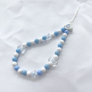 Blue and White Clouds of Stars Phone Case Chain Pendant Short Convenient Suitable for All Mobile Phone Cameras CCD Chain Rope Portable Hand-Carrying Wrist Strap Anti-Lost and Anti-Fall Female Fresh Easiest for Match