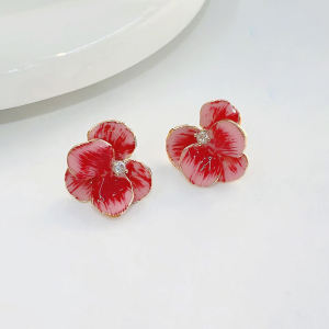 Stunning Butterfly Orchid Drip Glaze Earrings Real Item Petal Drop Earrings Vintage High-End Feeling Floral Ear Jewelry