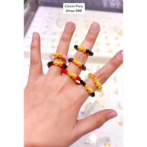 MJ Jewellery THE Mix Collection 999.9/24K Pure Gold Pixiu Agate Ring AGR-PX