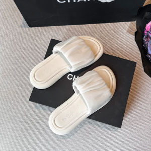 Summer Thick Heel Sandals Womens Outdoor Fashion Versatile Flat Bottom Beach Coast High-End Feeling One-Strap Slippers