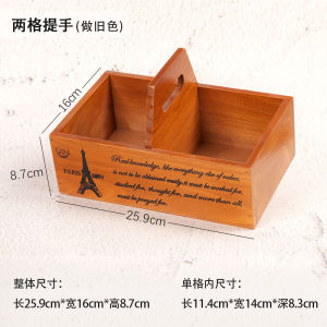 Zakka Vintage Wooden Tray Cosmetic Jewelry Storage Box Desktop Organizer Handmade Wood Divided Storage Box for Miscellaneous Items