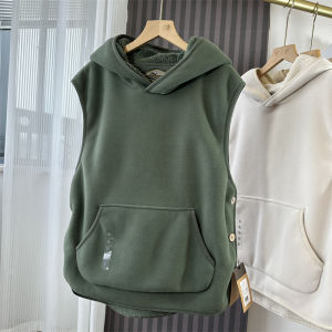 Loss Leakage 380G Ultra-Fine Polar Fleece + Cashmere Heattech Mens and Womens Casual Hooded Vest Jacket Outwear Fall and Winter