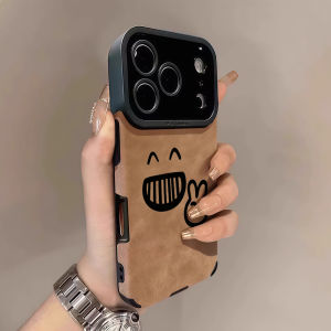 Potdemiel | Peace Sign Face Luxury Leather Shockproof Phone Case For iPhone 17 16 Pro Max Air 15 14 13 12 11 Max Silicone Soft Cover