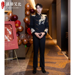 Velvet Show He 2025 New Style Wedding Dress Chinese Traditional Bride Costume Long Sleeve Embroidery Polyester Fiber