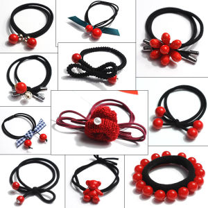 Lễ Kỷ Niệm Năm Mới Màu Đỏ Dây Buộc Tóc Dễ Thương Dễ Thương Anh Đào Dây Cao Su Đuôi Ngựa Giá Đỡ Nút Bướm Nút Thắt Da Bao Vòng Tròn Phụ Kiện Tóc