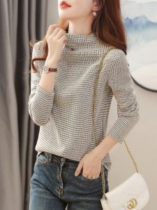 Áo Thun Nữ Cổ Cao Co Giãn Thường Ngày Outlet Simple Base Shirt Áo Sơ Mi Dài Tay Mùa Đông Phong Cách Hàn Quốc