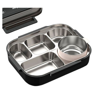 Large Capacity Stainless Steel Lunch Box with Insulation Bag Divided Meal Tray for Office Workers Students School Cafeteria