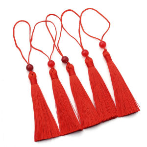 10pcs Polyester Silk Tassel Fringe 12cm Tassels Handmade Soft Craft Tassels Mini Beaded Tassels for Bookmarks Jewelry Making