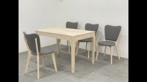Lux Miu-miu 4ft/120cm solid rubber wood table with 4 upholstered chairs-mejamakan