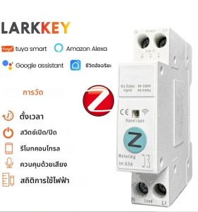 สวิตช์เบรกเกอร์อัจฉริยะ TUYA ZigBee พร้อมมิเตอร์วัดพลังงาน KWH แบบติดตั้งบนราง DIN สำหรับบ้านอัจฉริยะ ควบคุมระยะไกลแบบไร้สายผ่านแอป WiFi โดย LARKKEY
