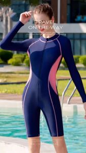 RAINBOW SWIMSUIT one piece overall long sleeve till knee dive rash guard for wemon swimwear fisher swimsuit for beach rashguard