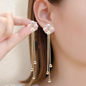 Ngọc Zircon nhiều màu giáng sinh cây hoa tai tua rua thời trang nữ trang sức tiệc bông tai cá tính quà giáng sinh
