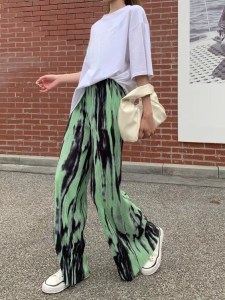 Quần Dài Ống Rộng in Họa Tiết Tie-dye Rộng Rãi Thường Ngày Cho Nữ Quần Dài Ống Rộng Thoải Mái Mùa Thu 2022