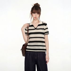 AIYITI | Lightweight Hollow Stripe Short Sleeve T-Shirt Plus Size