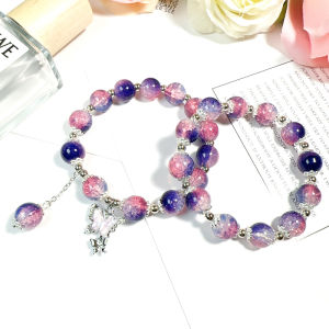 Original Design Coloured Glaze Handmade Beaded Bracelet for Students with Mermaid Pattern in Vibrant Colors