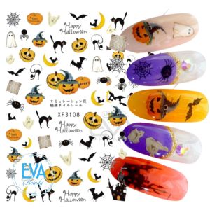 Nail Sticker Dán Móng Tay 3D Dạng Decal Chống Nước Tráng Trí Lễ Hội Ma Quỷ Happy Halloween Bí Ngô XF3108