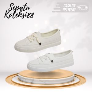 Sepatu Sneakers Kanvas Wanita warna Putih / Beige 229 Sepatukoleksi