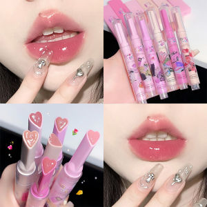 Clear Water Light Solid Lip Gloss Jelly Pink Lip Tint Mirror Glass Lip Glaze Heart-shaped Moisturising Lipstick Pencil Makeup