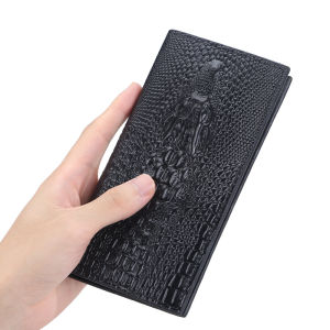Luxury Genuine Leather Men Wallet Long Slim Trifold Credit Card Holder Purse Wallet