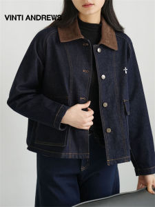 Color Block Retro Turn-down Collar Cotton Jacket