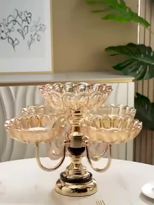 【2025NEW】360° Multi Layered Rotating Crystal Fruit Basket Candy Basket Tray Christmas Party Storage
