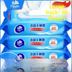 Vinda Antibacterial Wet Wipes 240 Pieces Large Size 80 Draw 3 Packs School Supplies Disinfection Hygienic Wet Wipes No Irritation