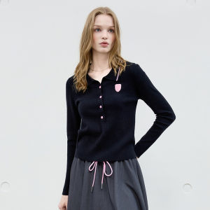 Juicy Couture | Slimming Polo Collar Long Sleeve Knitted Sweater