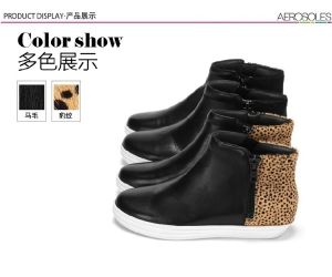 Comfortable Short Boots Womens Leopard Print Patchwork Flat Bottom Casual Fashion Boots round Toe Low Heel Side Zipper
