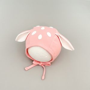 Adorable Baby Hat Spring Autumn Thin Deer Spot Head Wrap Windproof Ear Protection Cap for Infants Cute round Top Mixed Fabric
