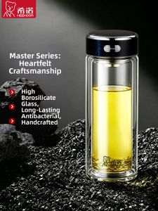 HEENOOR | New Bacteria Resistant High Borosilicate Glass Water Cup Double-layer
