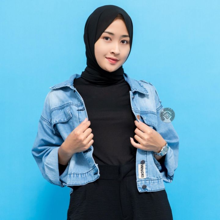 Jacket Crop Jeans Oversize Jacket Jeans Wanita Jacket Cewek