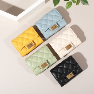 ช่องเสียบบัตรหลายช่องช่องช่องกระเป๋าเก็บบัตรเพชร dompet koin กระเป๋าสตางค์ใบสั้นของผู้หญิงกระเป๋าเก็บเงินสดใส่บัตรได้เยอะ