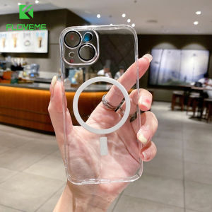 FLOVEME Clear PC Crystal Phone Case For iPhone 14 13 12 11 Pro Max 14 Plus Magnetic With Lens Film Back Cover For iPhone 14 13 12 11