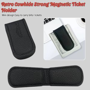 Leather Layer Banknote Clip Vintage Cowhide Strong Magnetic Wallet Creative Magnetic Banknote Clip Portable Mini Coin Clip