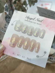 Removable Gradient Bright  Nail Art Stickers for Brides Students And Pregnant Women Shell Shaped Nail Tips And Extensions