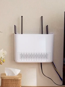Wireless Router Storage Box Punch-free Wall-mounted Wireless Wifi Router Storage Box Plug Board Bracket Cable Storage