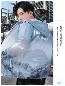 ROMON | Lomond Mens Ice Silk Sun Protection Jacket Thin Outdoor Casual Sports Coat UV Skin Clothes Trendy Long Sleeve Hooded Zipper