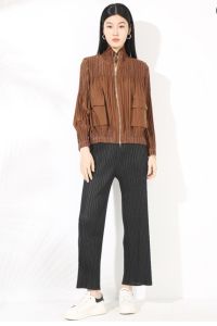 Pleated Casual Zip Jacket: All-Match Fashion Outerwear